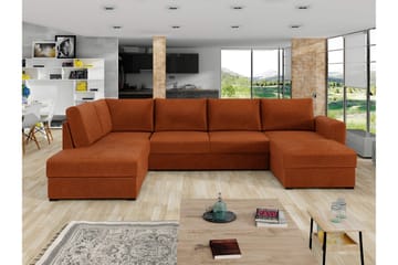 Taberk Sovesofa med Chaiselong og Dobbelt Chaiselong 4-personers i Chenille - Orange - Møbler - Sofaer - Sovesofaer