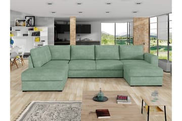 Taberk Sovesofa med Chaiselong og Dobbelt Chaiselong 4-personers i Bouclé - Grøn - Møbler - Sofaer - Sovesofaer