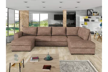 Taberk Sovesofa med Chaiselong og Dobbelt Chaiselong 4-personers i Bouclé - Rosa - Møbler - Sofaer - Sovesofaer