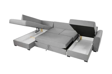Taberk Sovesofa med Chaiselong og Dobbelt Chaiselong 4-personers i Bouclé - Grøn - Møbler - Sofaer - Sovesofaer
