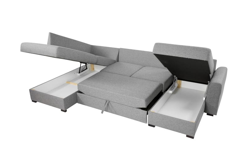Taberk Sovesofa med Chaiselong og Dobbelt Chaiselong 4-personers i Bouclé - Grøn - Møbler - Sofaer - Sovesofaer
