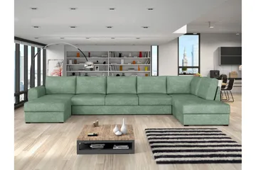 Taberk Sovesofa med Chaiselong og Dobbelt Chaiselong 5-personers i Bouclé - Grøn - Møbler - Sofaer - Sovesofaer
