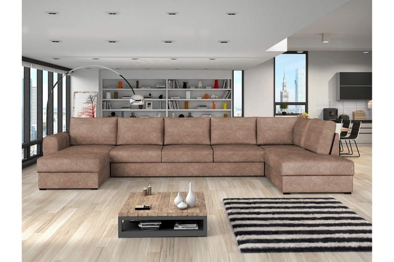 Taberk Sovesofa med Chaiselong og Dobbelt Chaiselong 5-personers i Bouclé - Rosa - Møbler - Sofaer - Sovesofaer