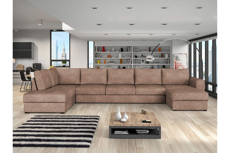 Taberk Sovesofa med Chaiselong og Dobbelt Chaiselong 5-personers i Bouclé - Rosa - Møbler - Sofaer - Sovesofaer