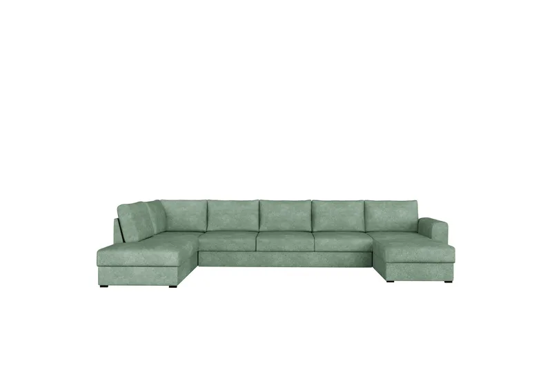 Taberk Sovesofa med Chaiselong og Dobbelt Chaiselong 5-personers i Bouclé, Grøn