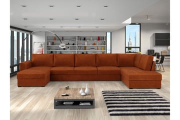 Taberk Sovesofa med Chaiselong og Dobbelt Chaiselong 5-personers i Chenille - Orange - Møbler - Sofaer - Sovesofaer