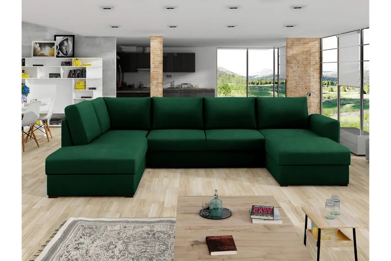 Taberk Sovesofa med Divan och Schäslong 4-sits - Grøn - Møbler - Sofaer - Sovesofaer