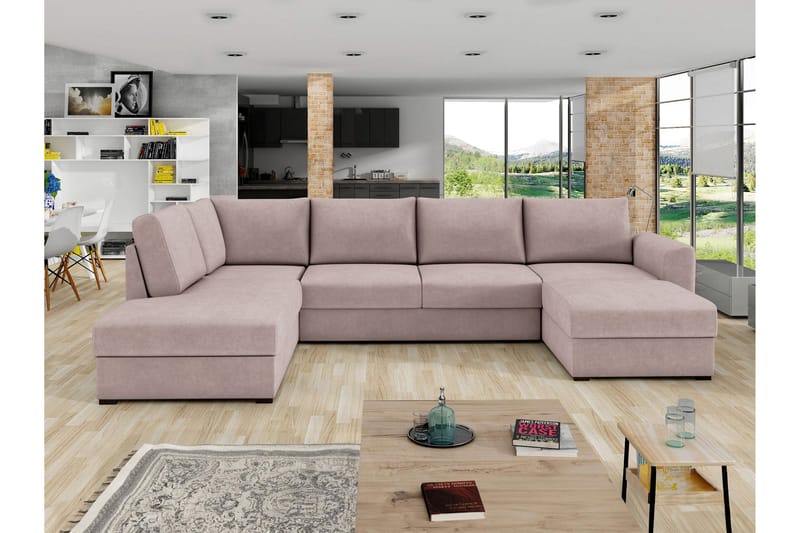 Taberk Sovesofa med Divan och Schäslong 4-sits - Rosa - Møbler - Sofaer - Sovesofaer