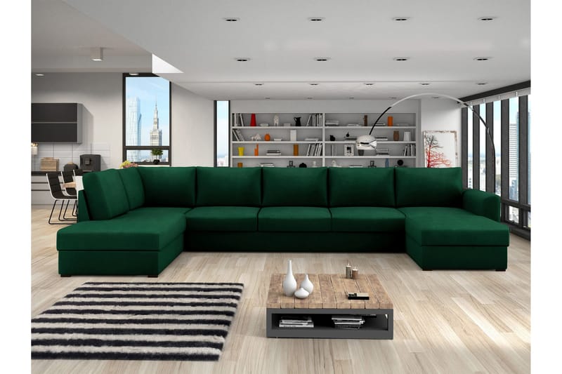 Taberk Sovesofa med Divan och Schäslong 5-sits - Grøn - Møbler - Sofaer - Sovesofaer