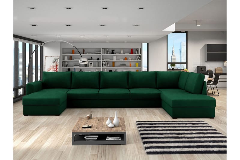 Taberk Sovesofa med Divan och Schäslong 5-sits - Grøn - Møbler - Sofaer - Sovesofaer