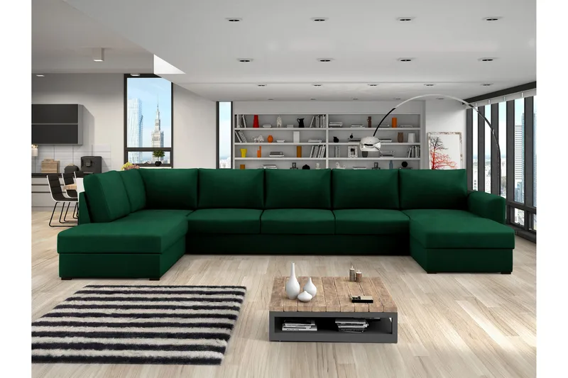 Taberk Sovesofa med Divan och Schäslong 5-sits - Grøn - Møbler - Sofaer - Sovesofaer