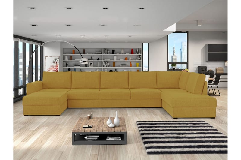 Taberk Sovesofa med Divan och Schäslong 5-sits - Gul - Møbler - Sofaer - Sovesofaer