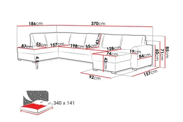 Taberk Sovesofa med Divan och Schäslong 5-sits - Marineblå - Møbler - Sofaer - Sovesofaer
