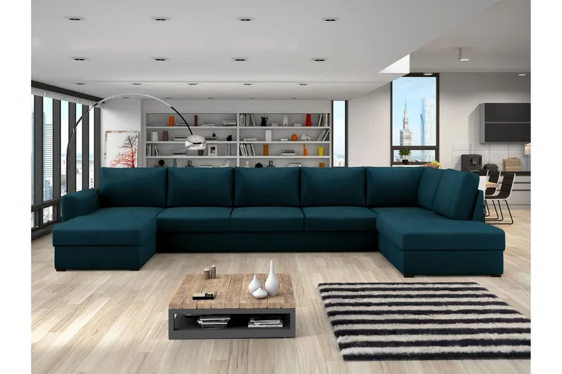 Taberk Sovesofa med Divan och Schäslong 5-sits - Marineblå - Møbler - Sofaer - Sovesofaer