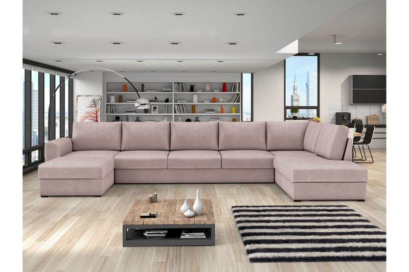Taberk Sovesofa med Divan och Schäslong 5-sits - Rosa - Møbler - Sofaer - Sovesofaer