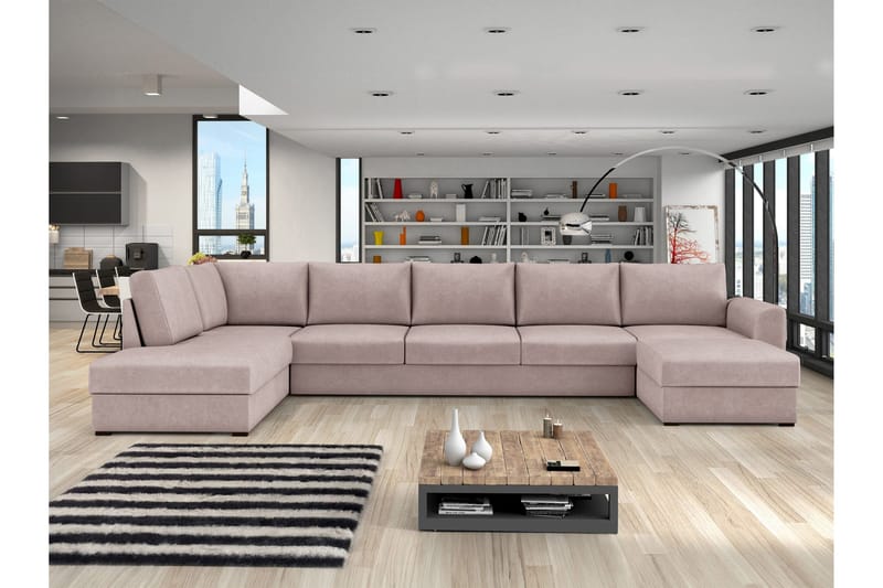 Taberk Sovesofa med Divan och Schäslong 5-sits - Rosa - Møbler - Sofaer - Sovesofaer