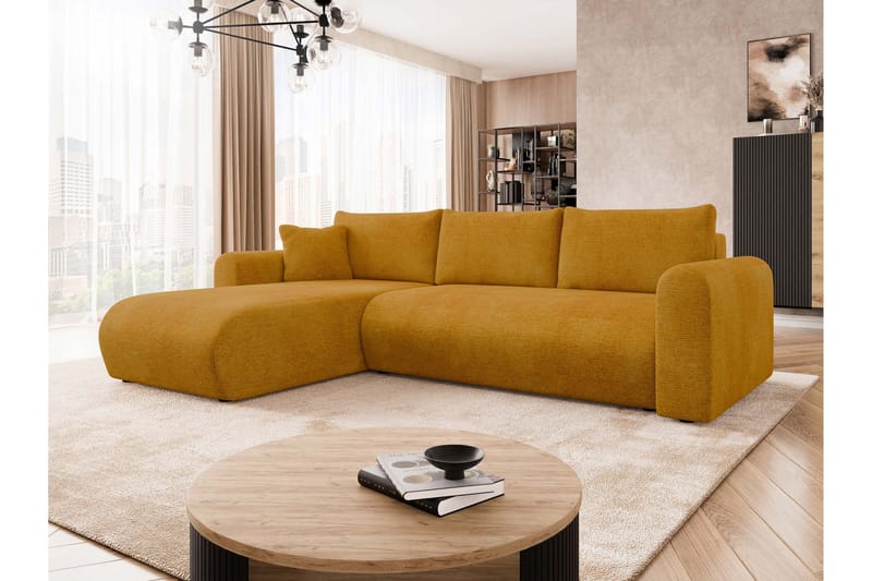 Tacon Sovesofa Med 3-Personers Divan - Gul - Møbler - Sofaer - Sovesofaer