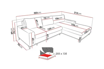 Talby 3-personers Hjørnesofa - Møbler - Sofaer - Sovesofaer