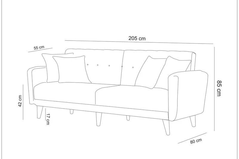 Tamatha 3-pers. Sovesofa - Grå - Møbler - Sofaer - Sovesofaer