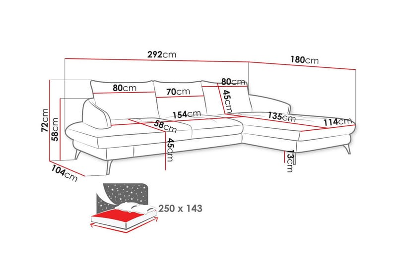 Telford 3-personers Hjørnesofa - Beige - Sovesofaer - Hjørnesovesofa