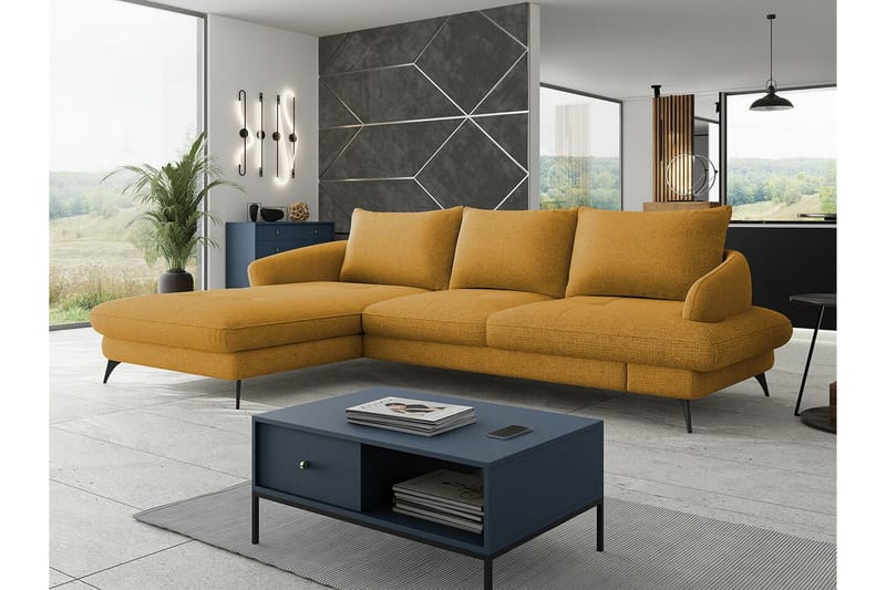 Telford 3-personers Hjørnesofa - Mørkegul - Møbler - Sofaer - Sovesofaer