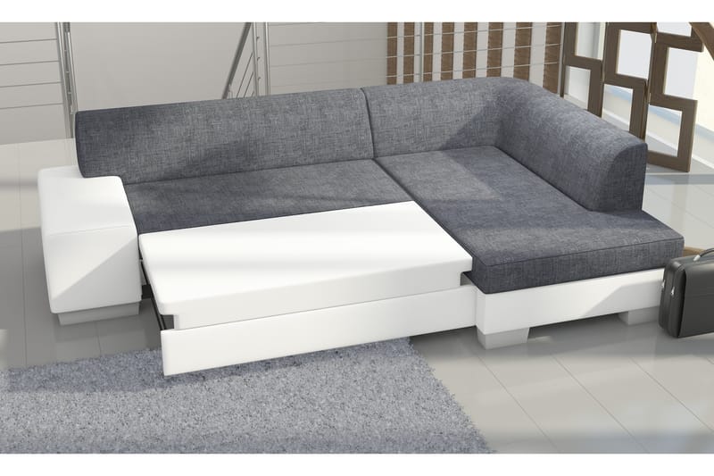 Tietaz sovesofa med divan - Grå / Sort - Møbler - Sofaer - Sovesofaer