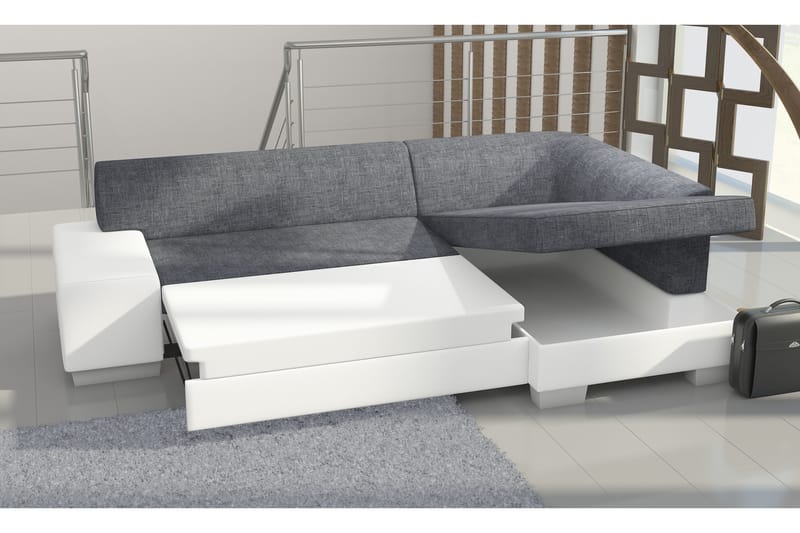 Tietaz sovesofa med divan - Grå / Sort - Møbler - Sofaer - Sovesofaer