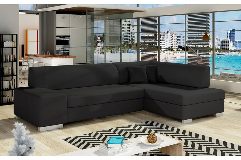 Tietaz sovesofa med divan, Sort