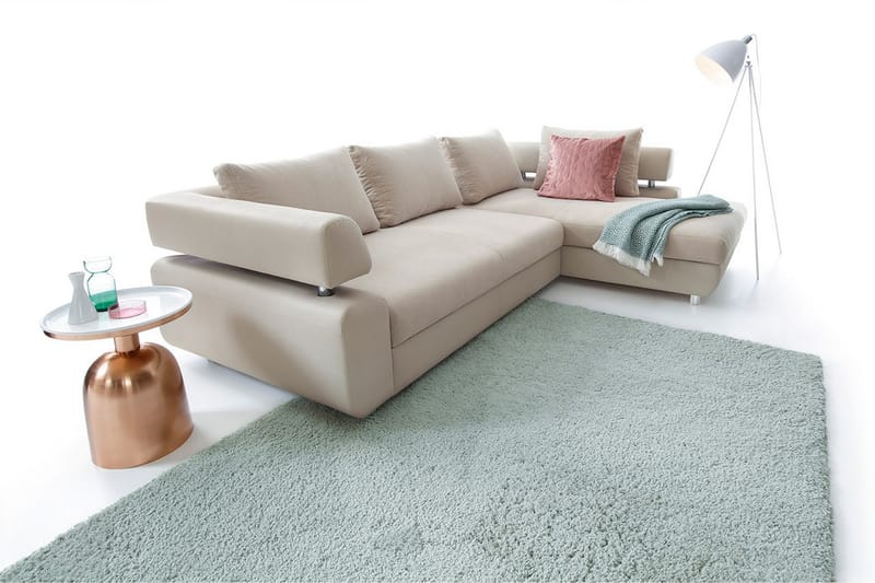 Tiffany L-Sovesofa Højre - Beige - Sovesofaer - Sovesofa chaiselong - Lædersofaer - Velour sofaer