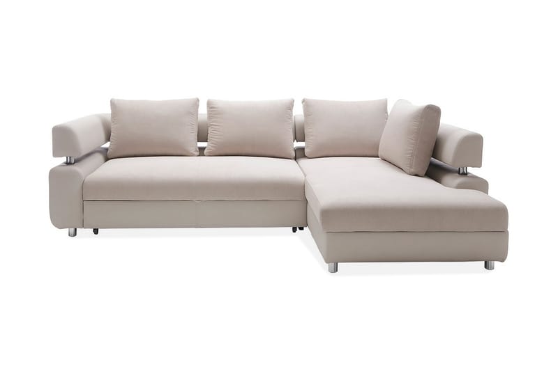 Tiffany L-Sovesofa Højre - Beige - Sovesofaer - Sovesofa chaiselong - Lædersofaer - Velour sofaer