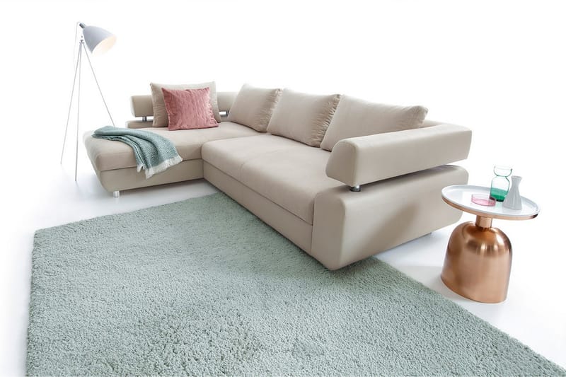 Tiffany L-Sovesofa Venstre - Beige - Sovesofaer - Sovesofa chaiselong - Lædersofaer - Velour sofaer