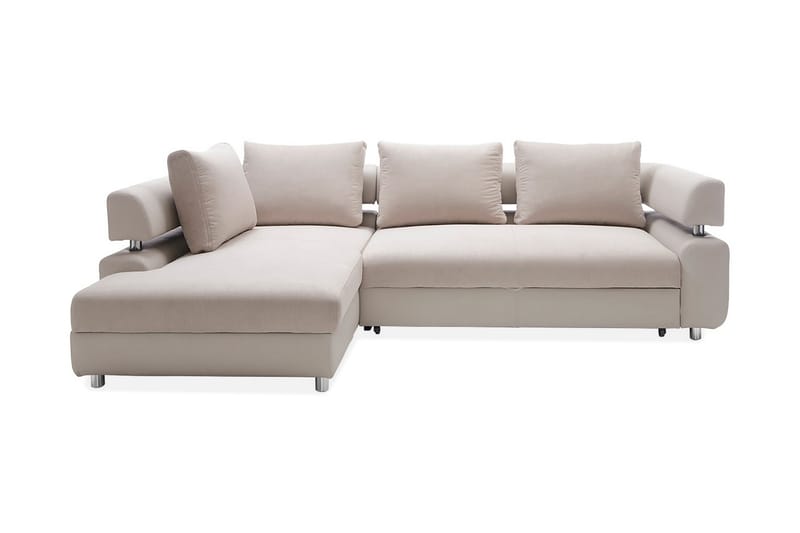 Tiffany L-Sovesofa Venstre - Beige - Sovesofaer - Sovesofa chaiselong - Lædersofaer - Velour sofaer