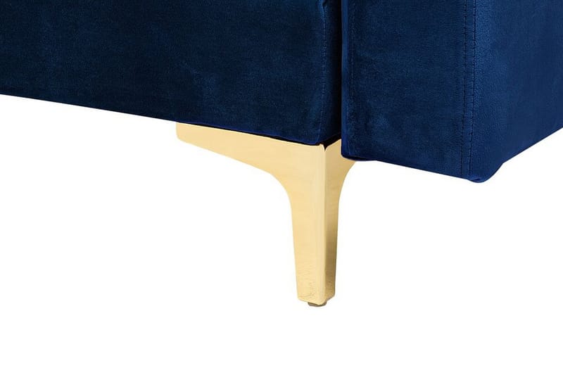 Toomey hjørnesovesofa Højre med fodskammel velour - Blå - Møbler - Sofaer - Sovesofaer