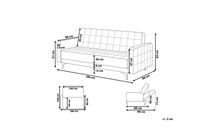 Toomey sovesofa - Beige - Sovesofaer - 3 personers sovesofa