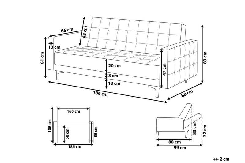 Toomey sovesofa - Beige - Sovesofaer - 3 personers sovesofa