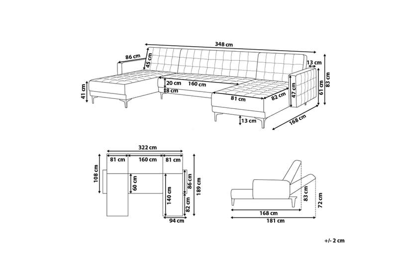 Toomey sovesofa med Divan - Brun - Sovesofaer - U sovesofa - Sovesofa chaiselong