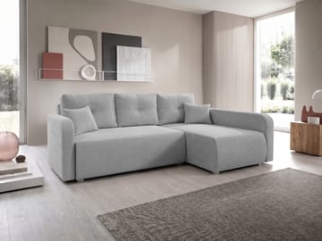 Toren sovesofa med opbevaring og divan højre - Lysegrå - Møbler - Sofaer - Sovesofaer