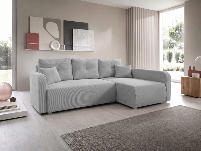 Toren sovesofa med opbevaring og divan højre - Lysegrå - Møbler - Sofaer - Sovesofaer
