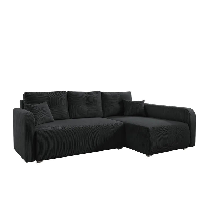 Toren sovesofa med opbevaring og divan højre, Sort