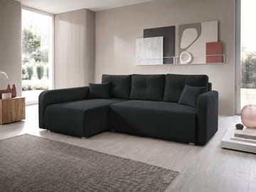 Toren sovesofa med opbevaring og divan venstre - Sort - Møbler - Sofaer - Sovesofaer