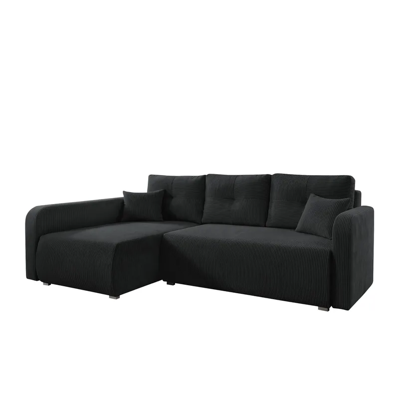 Toren sovesofa med opbevaring og divan venstre, Sort