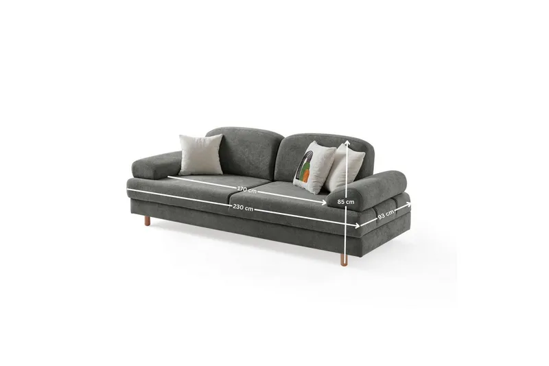 Torrelis Sovesofa 3-personers - Antracit - Møbler - Sofaer - Sovesofaer
