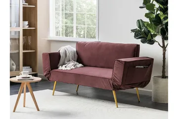 Touya 2-personers Sammenklappelig Sovesofa 75x187 cm i Fløjl - Rosa - Møbler - Sofaer - Sovesofaer