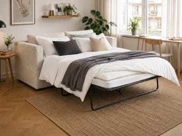 Travstad 3-personers sovesofa med HVILA topmadras 140x200 cm polyetherskum med vaskbart betræk - Beige - Møbler - Sofaer - Sovesofaer