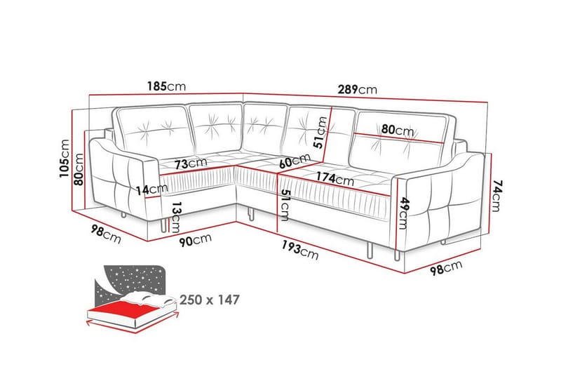 Tregaron 4-personers Hjørnesofa - Beige - Sovesofaer - Hjørnesovesofa