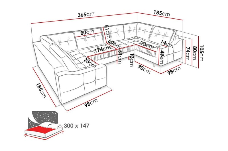 Tregaron 5-personers Hjørnesofa - Mørkegrå - Møbler - Sofaer - Sovesofaer
