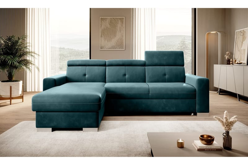 Trent Sovesofa med Chaiselong og Opbevaring 3-personers, Mørkegrøn