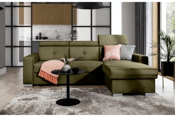 Trent Sovesofa med Chaiselong og Opbevaring 3-personers - Grøn - Møbler - Sofaer - Sovesofaer