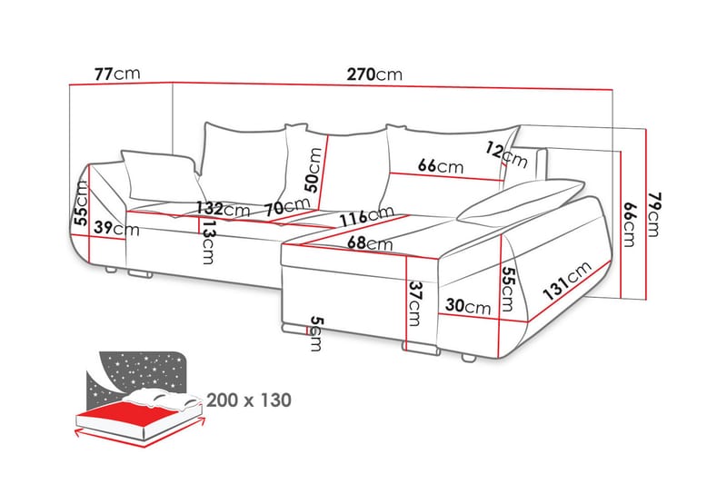 Trolleboda 8-Pers. Sovesofa Venstre - Beige/Brun - Sovesofaer - Sovesofa chaiselong