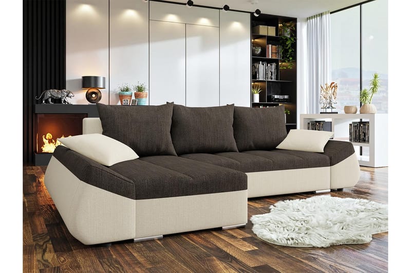 Trolleboda 8-Pers. Sovesofa Venstre - Beige/Brun - Møbler - Sofaer - Sovesofaer